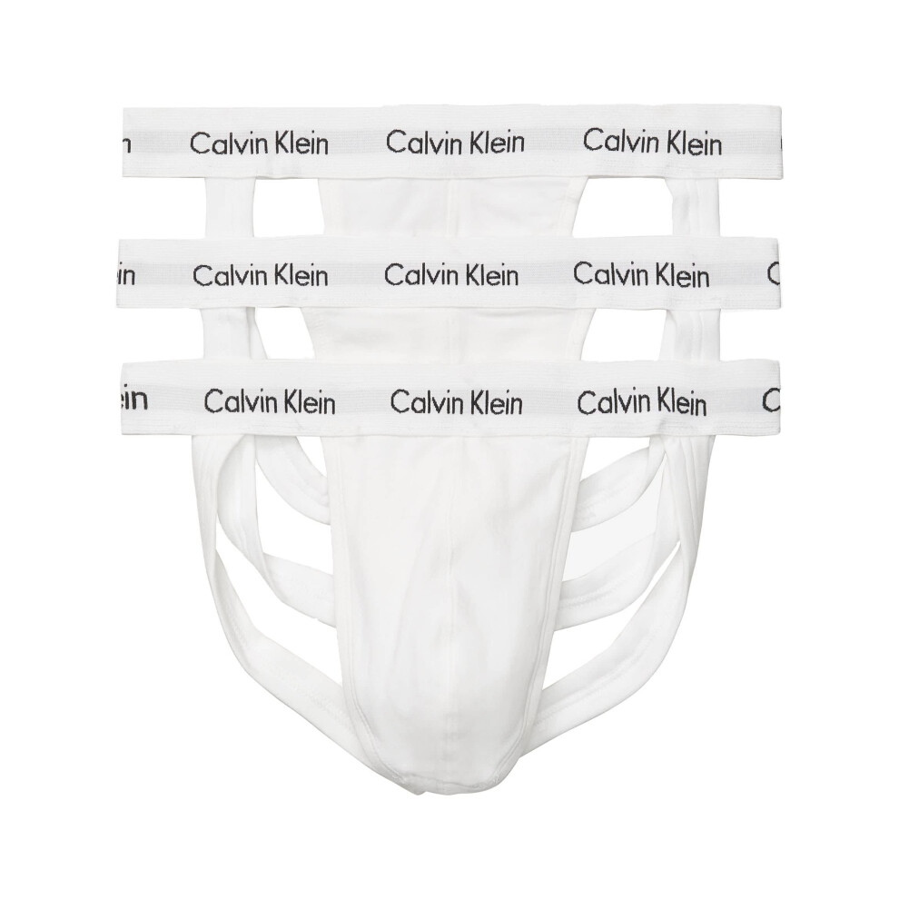 Calvin Klein Men's Cotton Stretch 3-Pack Jock Strap  3 White  XX-Large