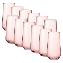 (Pink Highball(470ml) Set of 12) 6/12 Pcs Allegra Coloured Glasses Highball Tumbler Tall Short Cocktails Juice 470/425ml