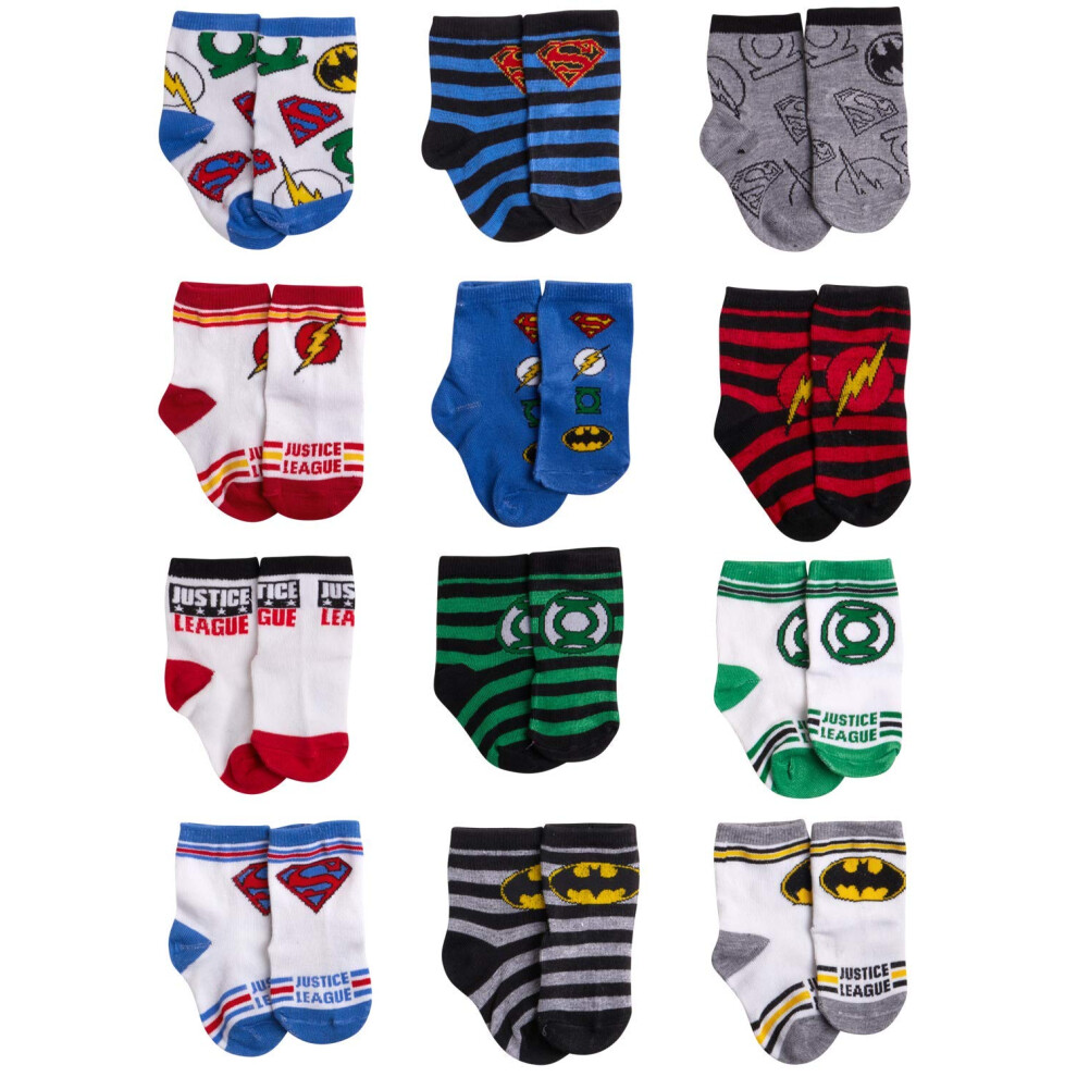 DC Comics Baby Boys/Girls 12 Pack Socks: Batman  Wonder Woman  Superma