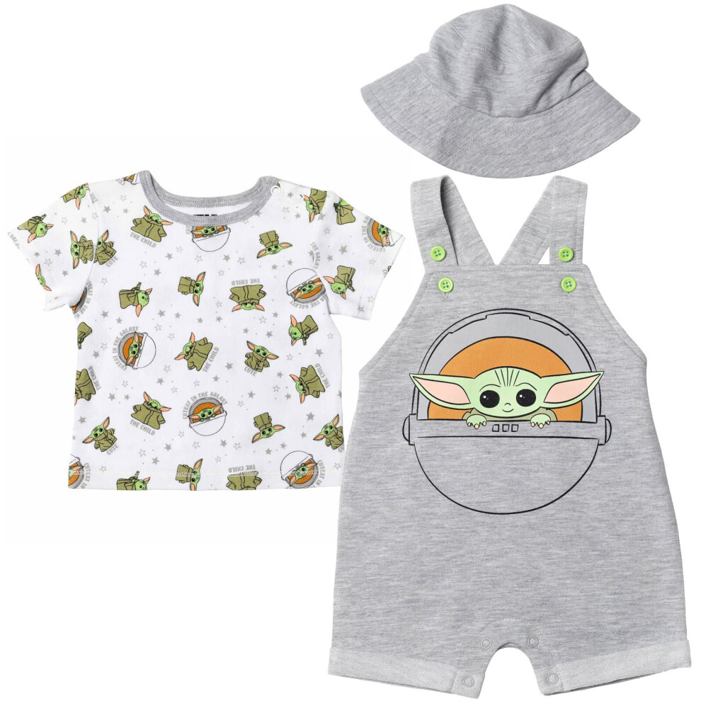 STAR WARS The Child Infant Baby Boys Short Overalls T-Shirt and Hat 3