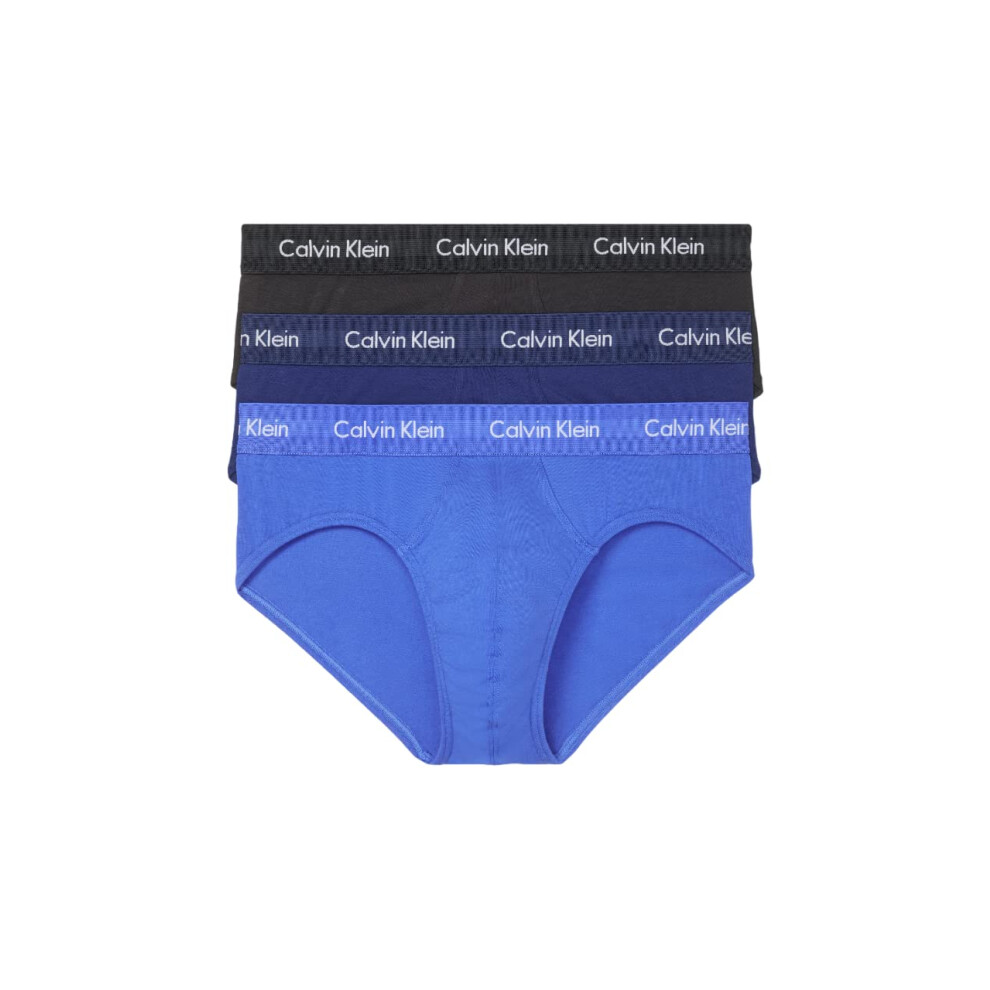 Calvin Klein Men's Cotton Stretch 3-Pack Brief  Black  Blue Shadow  Co