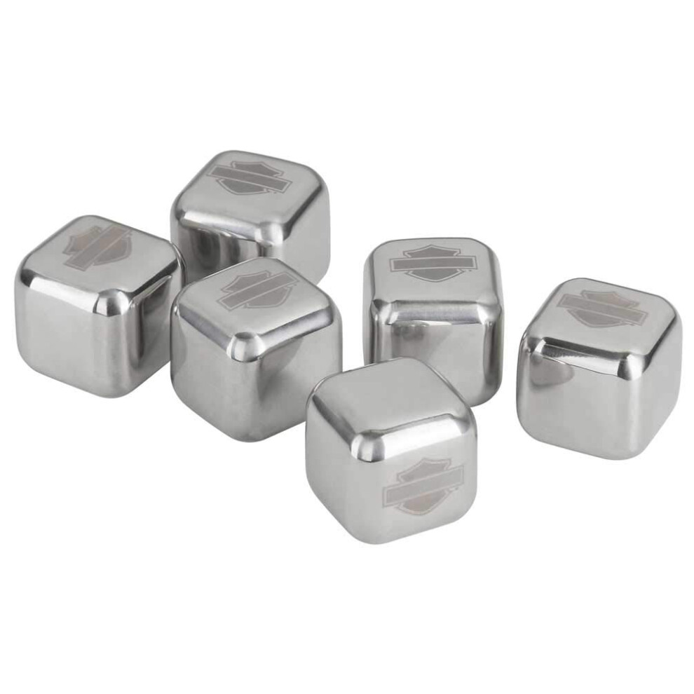 Harley-Davidson Stainless Steel Ice Cube Set  6 Reusable Ice Cubes HDL