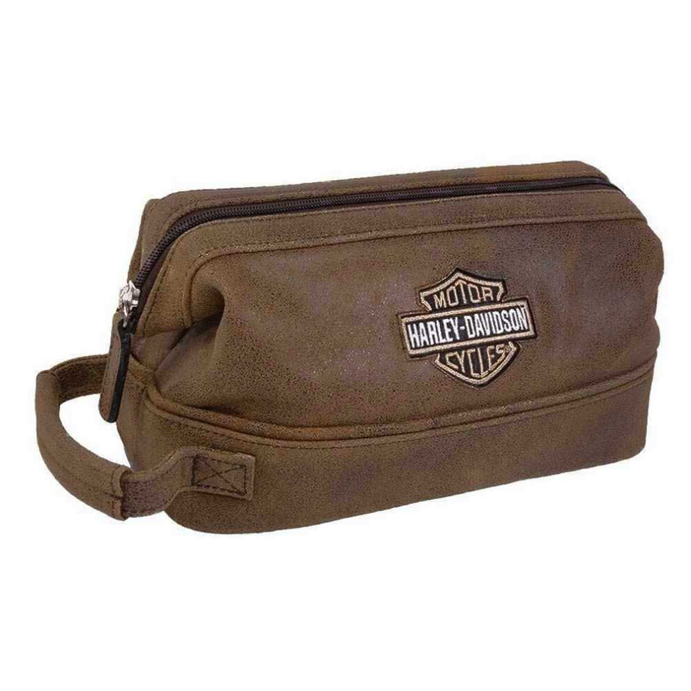 Harley Davidson Leather Toiletry Kit  Brown  One Size