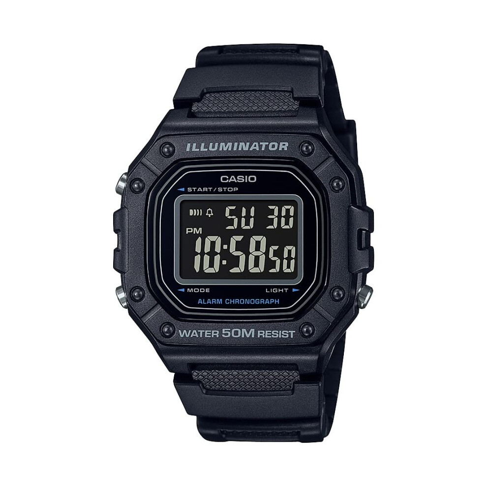 Casio Illuminator Daily Alarm Chronograph Digital Stopwatch W218H-1BV