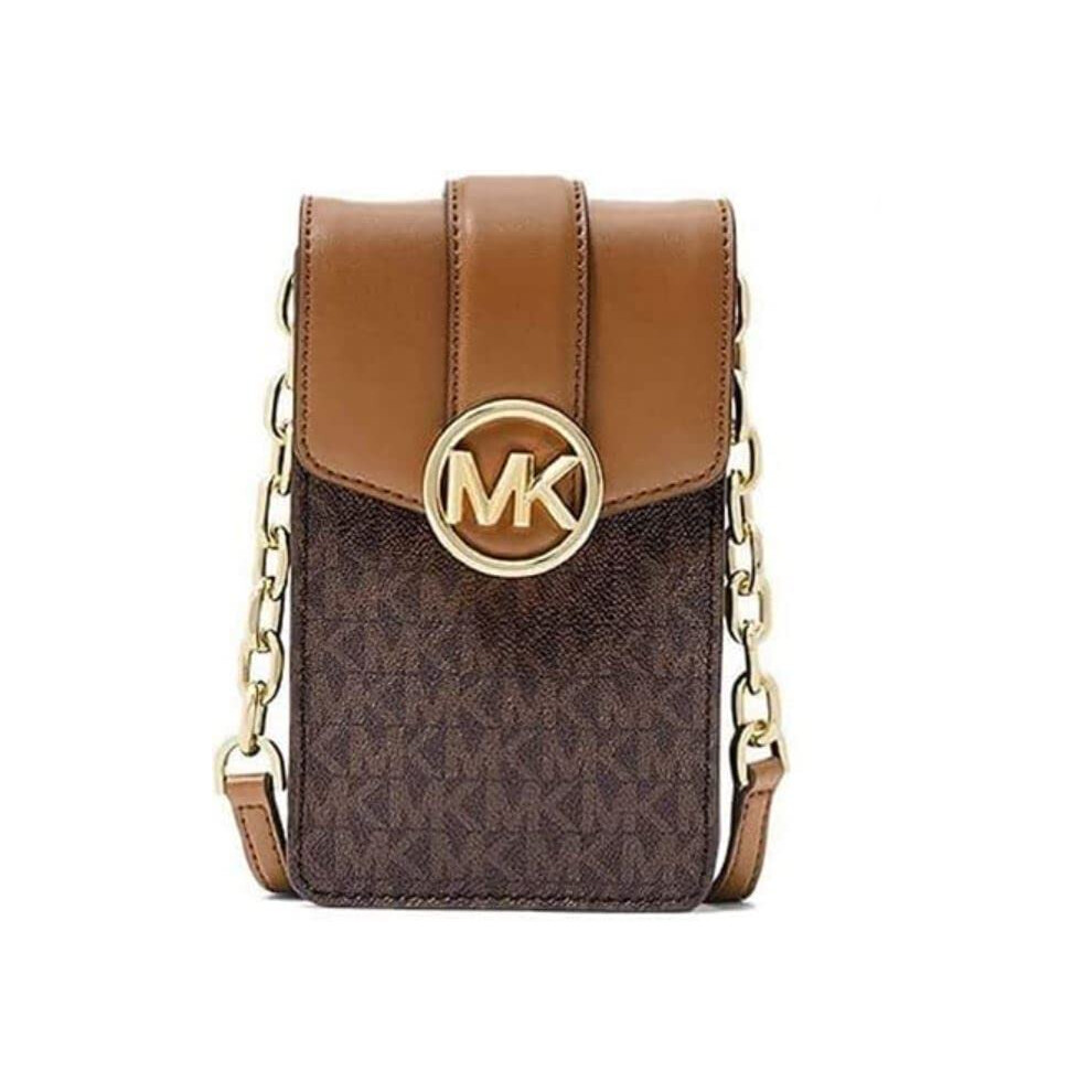 Michael Kors Carmen Small Logo Smartphone Crossbody Bag Brown