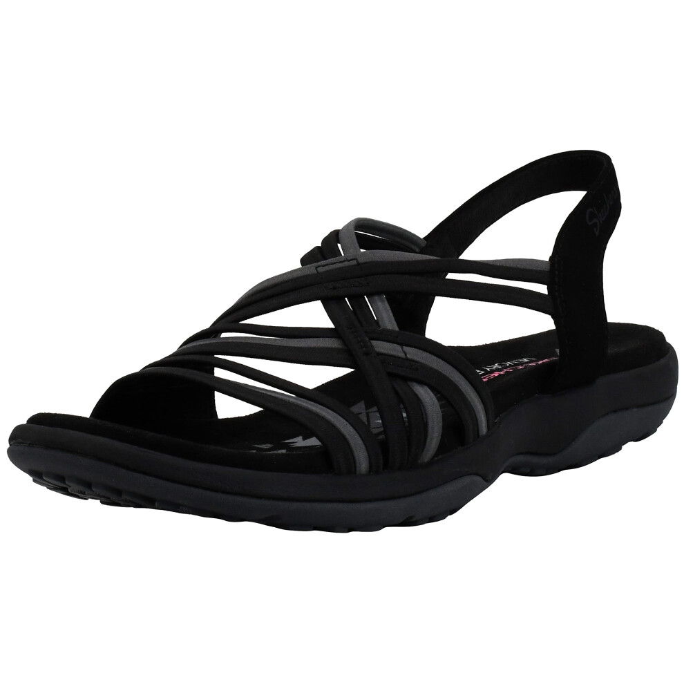 Skechers Women's Reggae Slim Simply Stretch Sandal  Black/Grey  9 M US