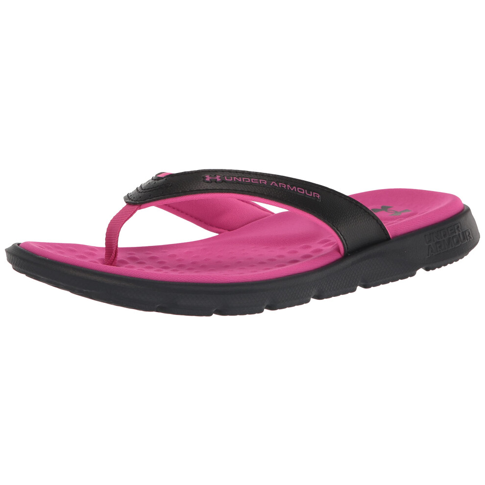 Under Armour Girls' Ignite Marbella Flip Flop  (002) Black/Rebel Pink/