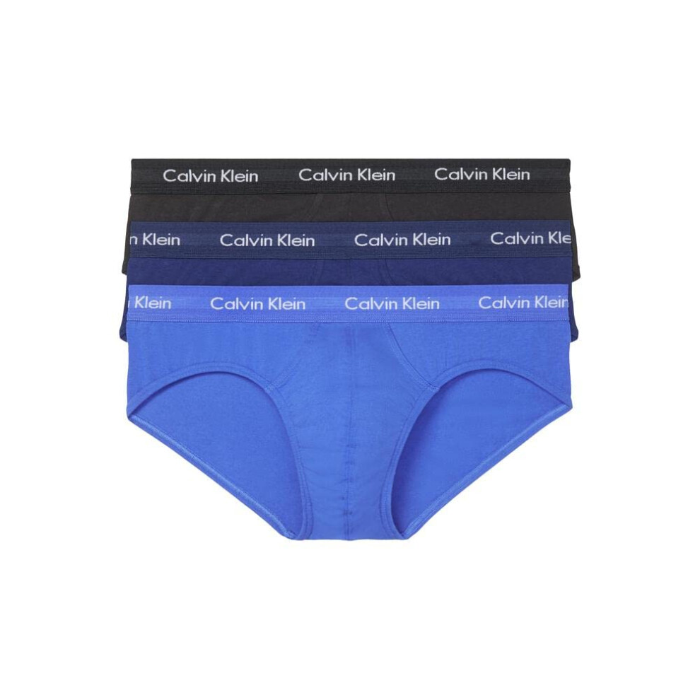 Calvin Klein Men's Cotton Stretch 3-Pack Brief  1 Black/ 1 Blue Shadow