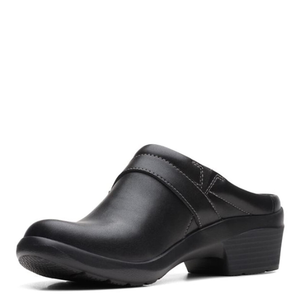 Clarks Angie Mist Black Leather 7.5 B (M)