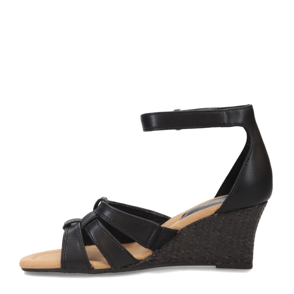 Clarks Women's Kyarra Joy Wedge Sandal  Black Leather  12