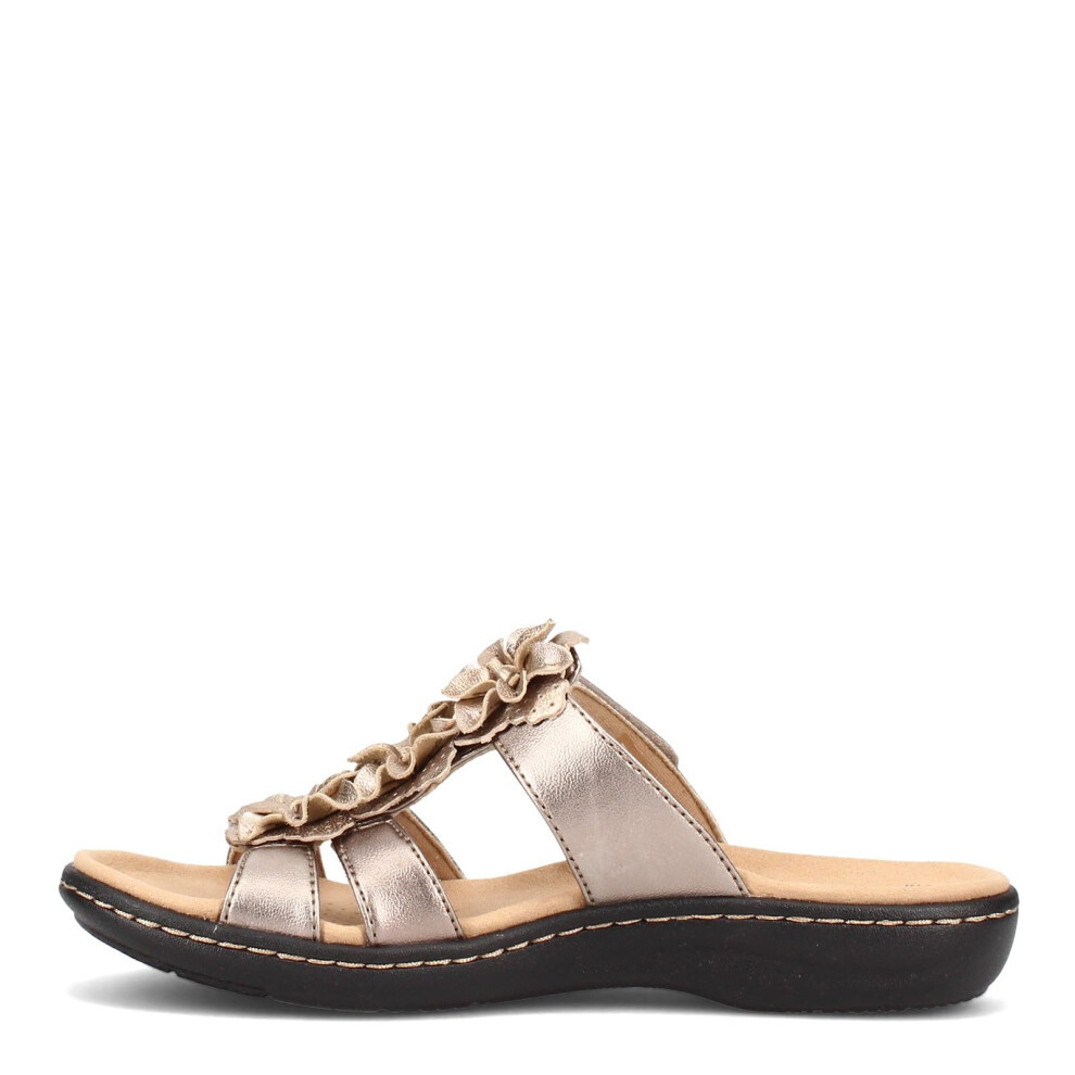 Clarks Women's Laurieann Judi Flat Sandal  Metallic Synthetic/Leather