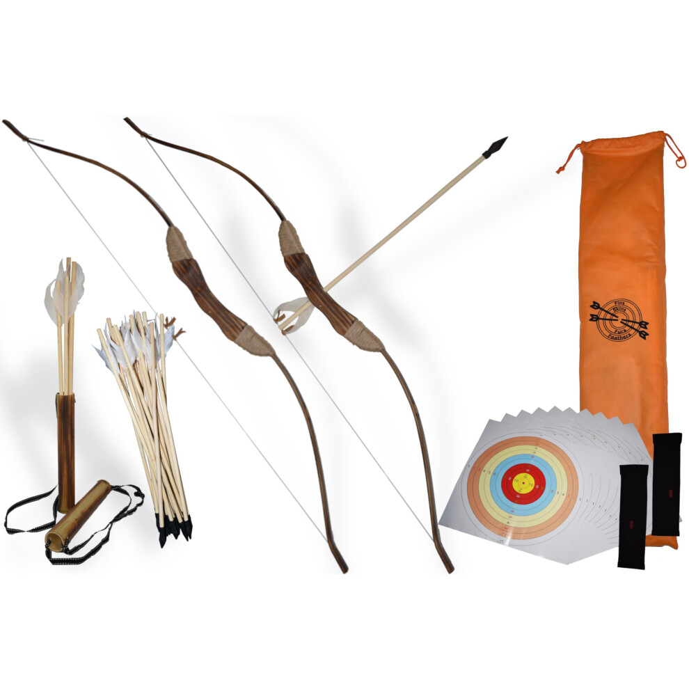 FSFF Enhanced Wooden Bow and Arrow for Kids 2-Bows 2-Four Arrow quiver