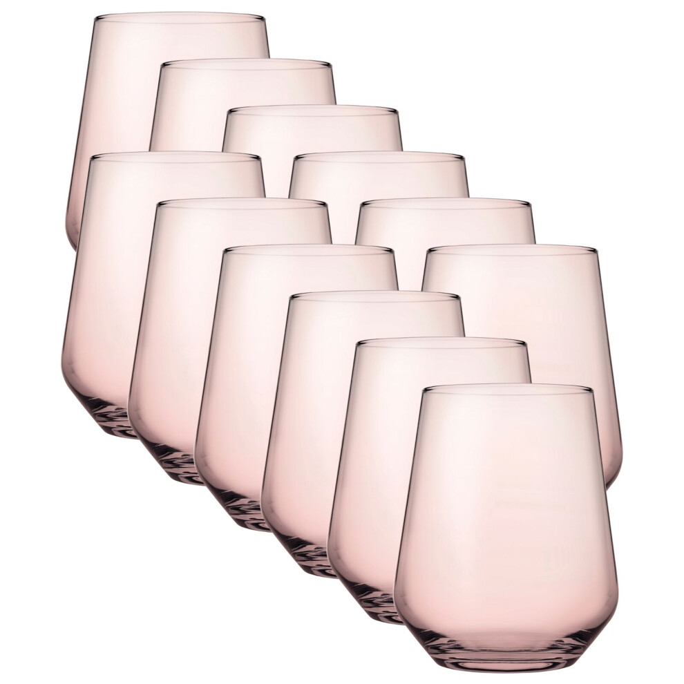 Queensway Home & Dinning ( Tumbler(425Ml) Set Of 12) 6/12 Pcs Allegra Coloured Glasses Highball Tumbler Tall Short Cocktails Juice 470/425Ml Pink