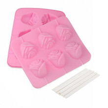 3D Flower Lollipop Mold en 20st Sticks - MoldFun Rose Silicone Lolly Pop Tray voor Hard Candy Chocolate Gummy Jello Sucker