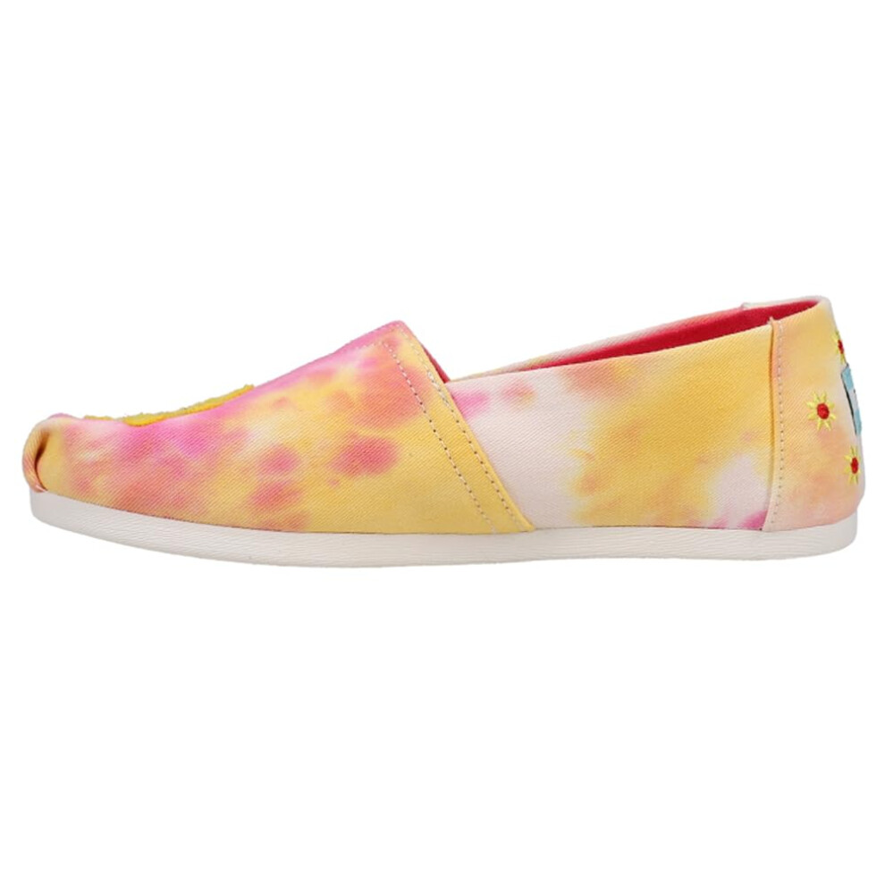 TOMS Womens Alpargata Embroidery Tie Dye Slip On Flats Casual - Pink -