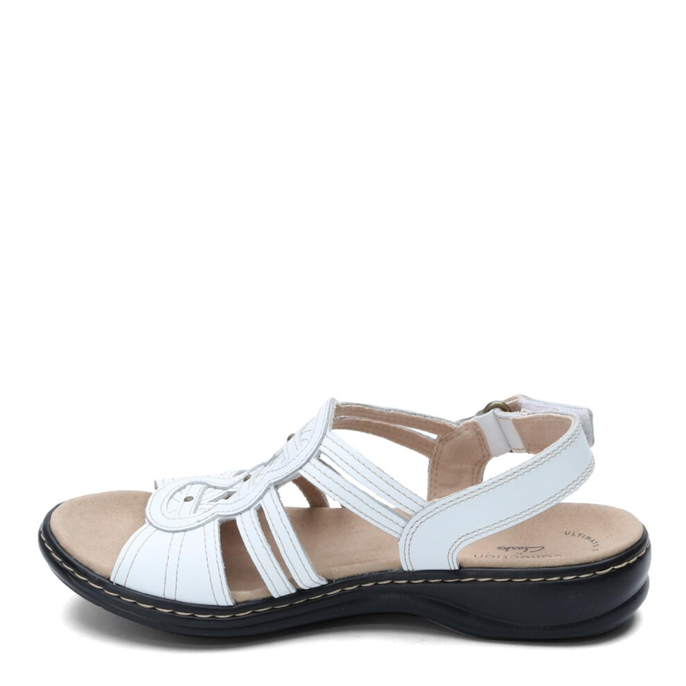 Clarks womens Leisa Janna Sandal  White Leather  9 Wide US