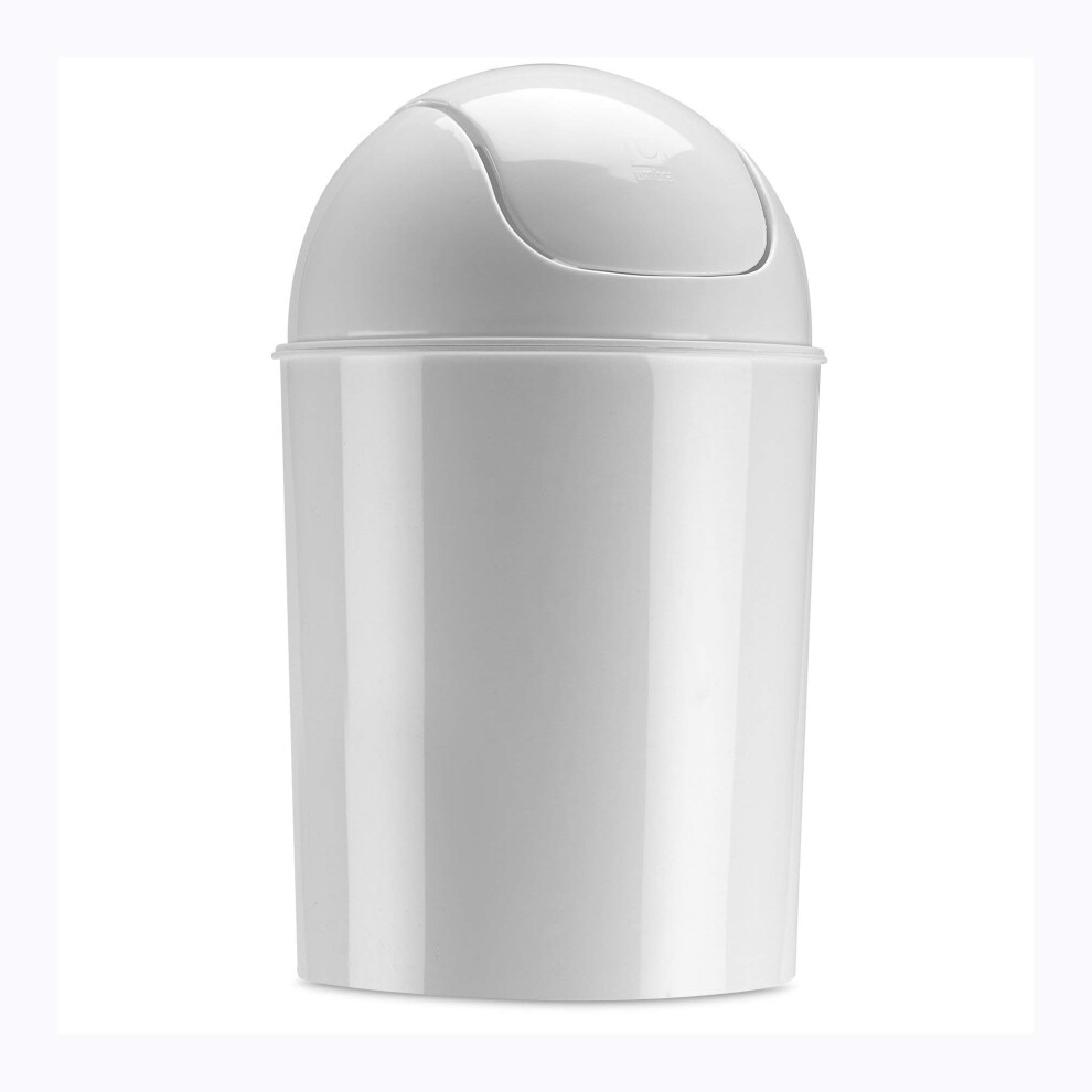 Umbra Mini Waste Can 1-1/2 Gallon with Swing Lid  White  1