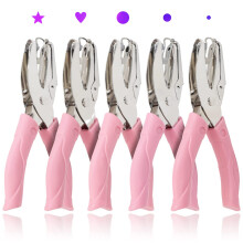 CheeMuii 5-teiliges Metall-Hand-Papierstanzer-Einzelloch-Tag-Stanzer-Set mit Kunststoffgriff fr Herz-Kreis-Stern-Lcher fr DIY-Basteletiketten