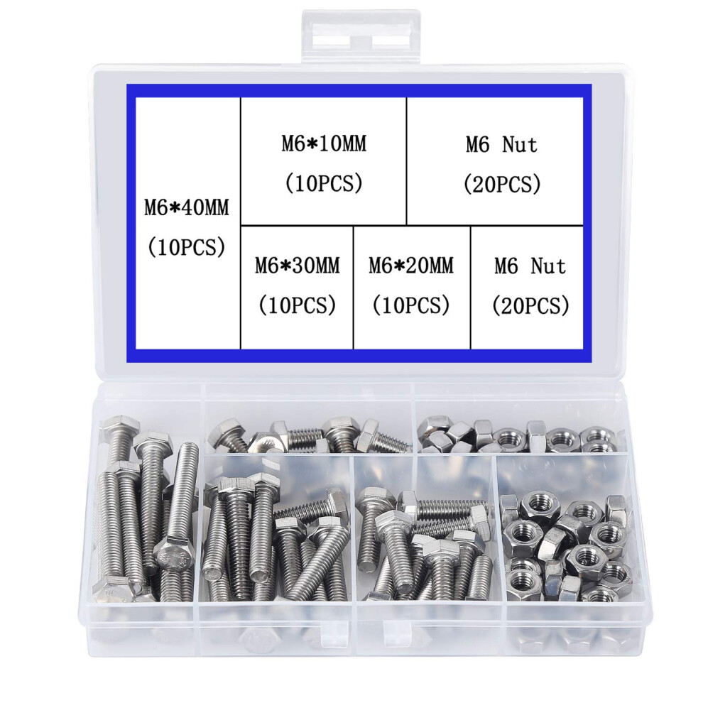 Newlng M6 304 Stainless Steel Nuts And Bolts Hex Flat Head Cap Bolts 723990291172