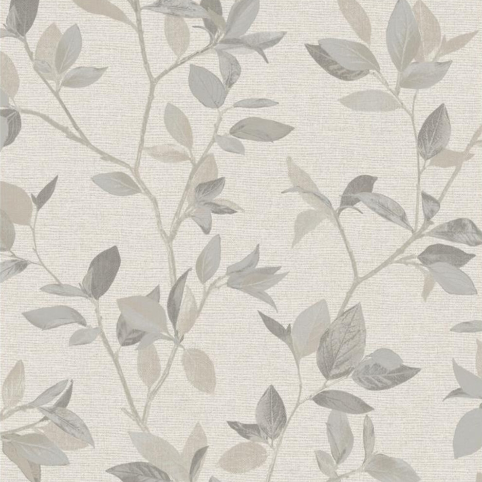 (Natural Silver 311402) Rasch Silver Birch Tree Leaves Metallic Wallpaper 4000441311402