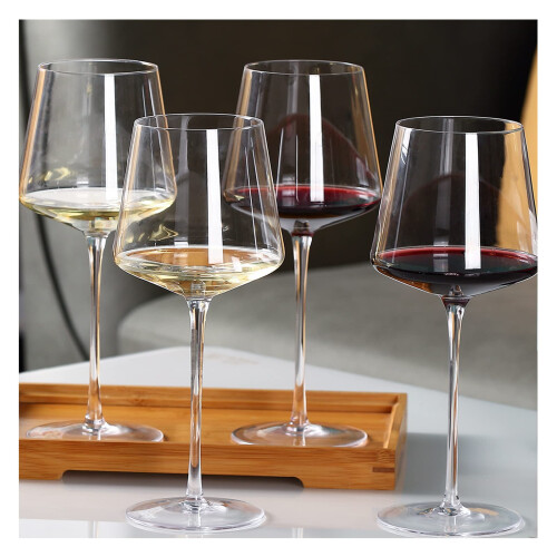 Set di 4 Bicchieri da Vino Physkoa - 23oz Bicchieri da Vino Rosso con Stelo Lungo e Piatto