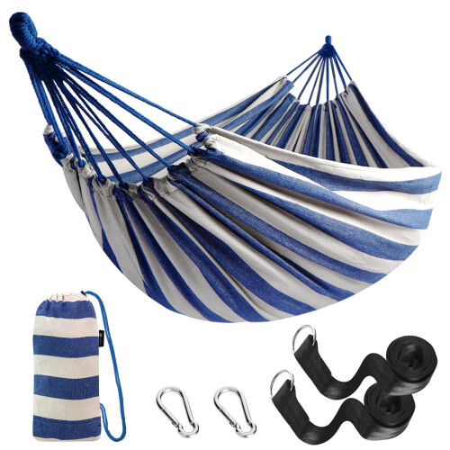 Anyoo Garden Cotton Hammock Comfortable Fabric Hammock with Tree Strap
