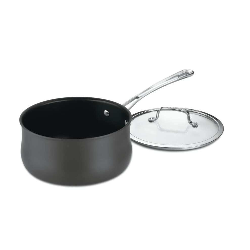 Cuisinart Contour Hard Anodized 1-Quart Saucepan with Cover Black