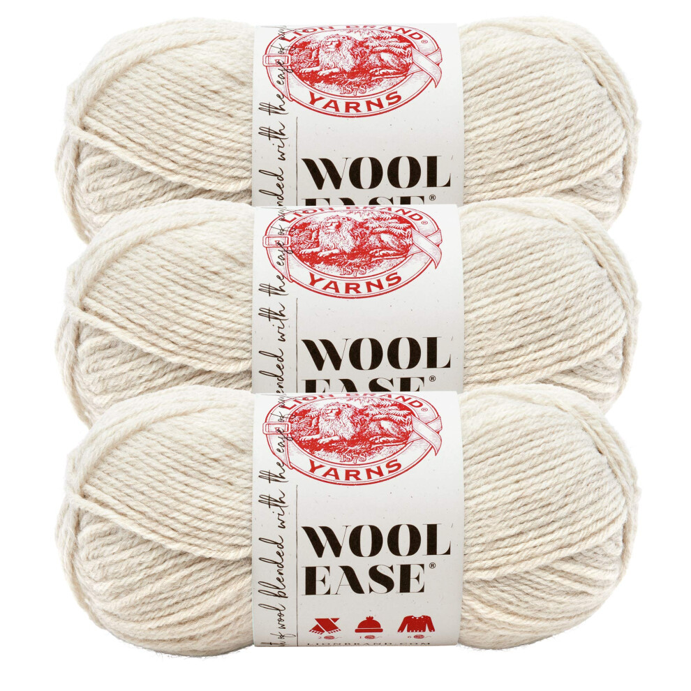 (3 Pack) Lion Brand Yarn Wool-Ease Yarn  Natural Heather