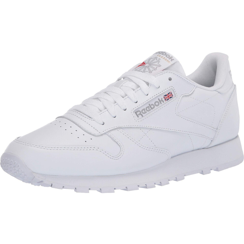 Reebok Men's Classic Leather Sneaker  White/White/Light Grey  9.5