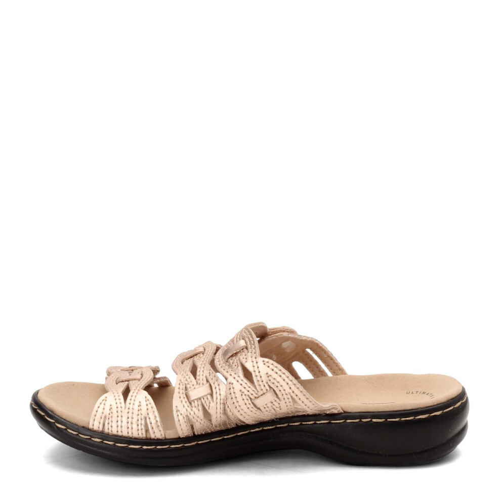 Clarks Women's Leisa Faye Flat Sandal  Rose Gold Leather  8