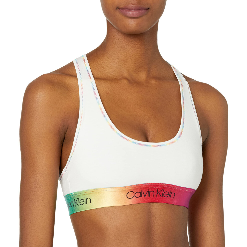 Calvin Klein Women's Modern Cotton Bralettes  White Gradient Rainbow