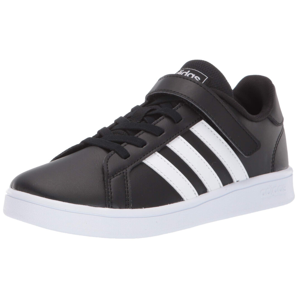 adidas unisex child Grand Court Tennis Shoe  Black/White/White (Hook a