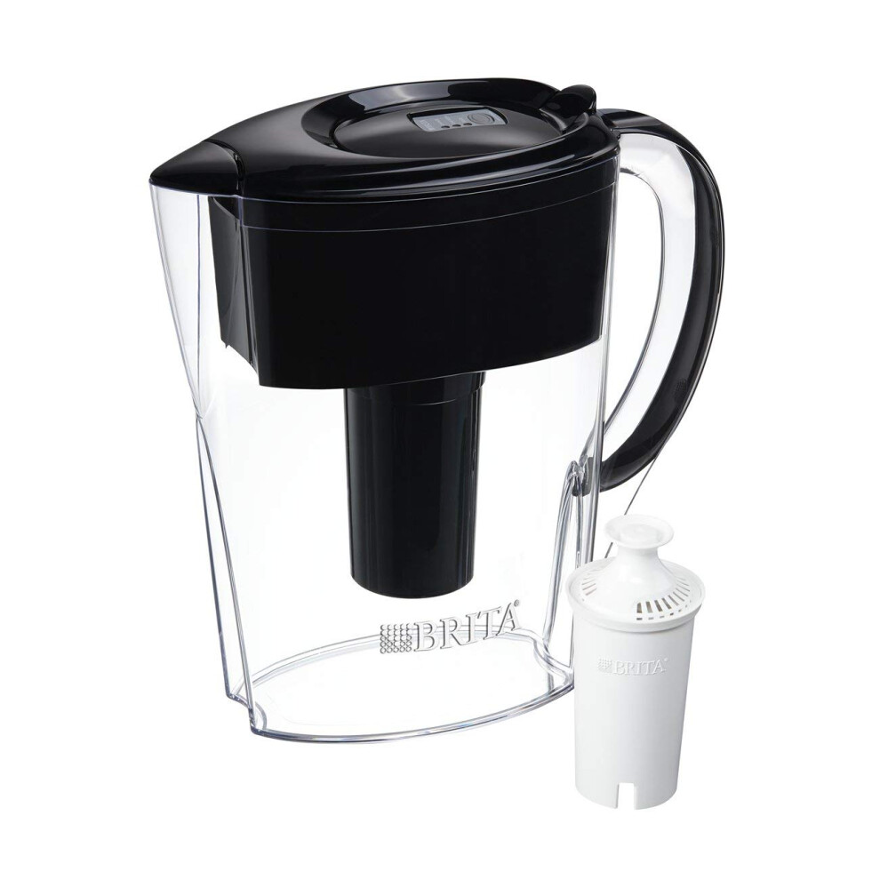 Brita 6 Cup Space Saver BPA Free Water Pitcher with 1 Filter  Black