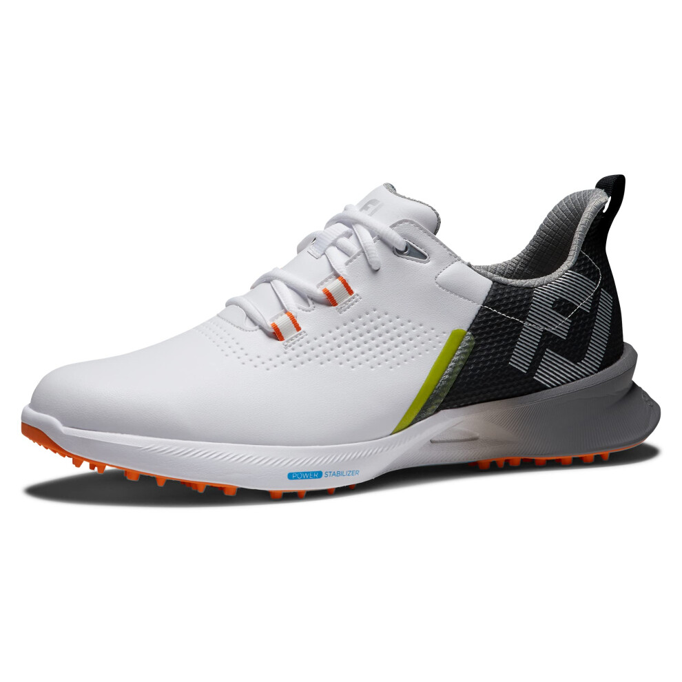 FootJoy Men's FJ Fuel Golf Shoe  White/Black/Orange  9.5