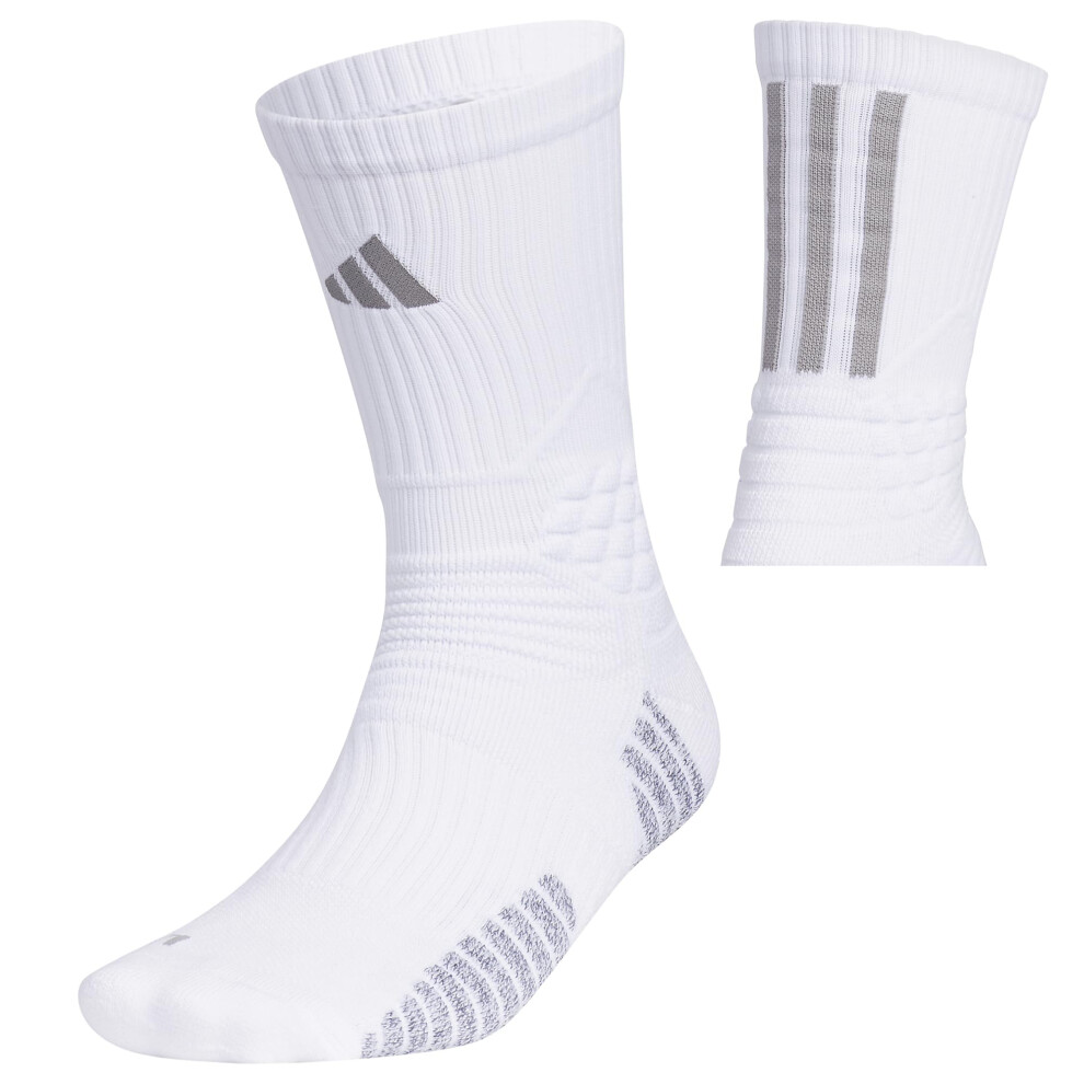 adidas Select Basketball Crew Socks (1-Pair)  White/Light Onix Grey  M