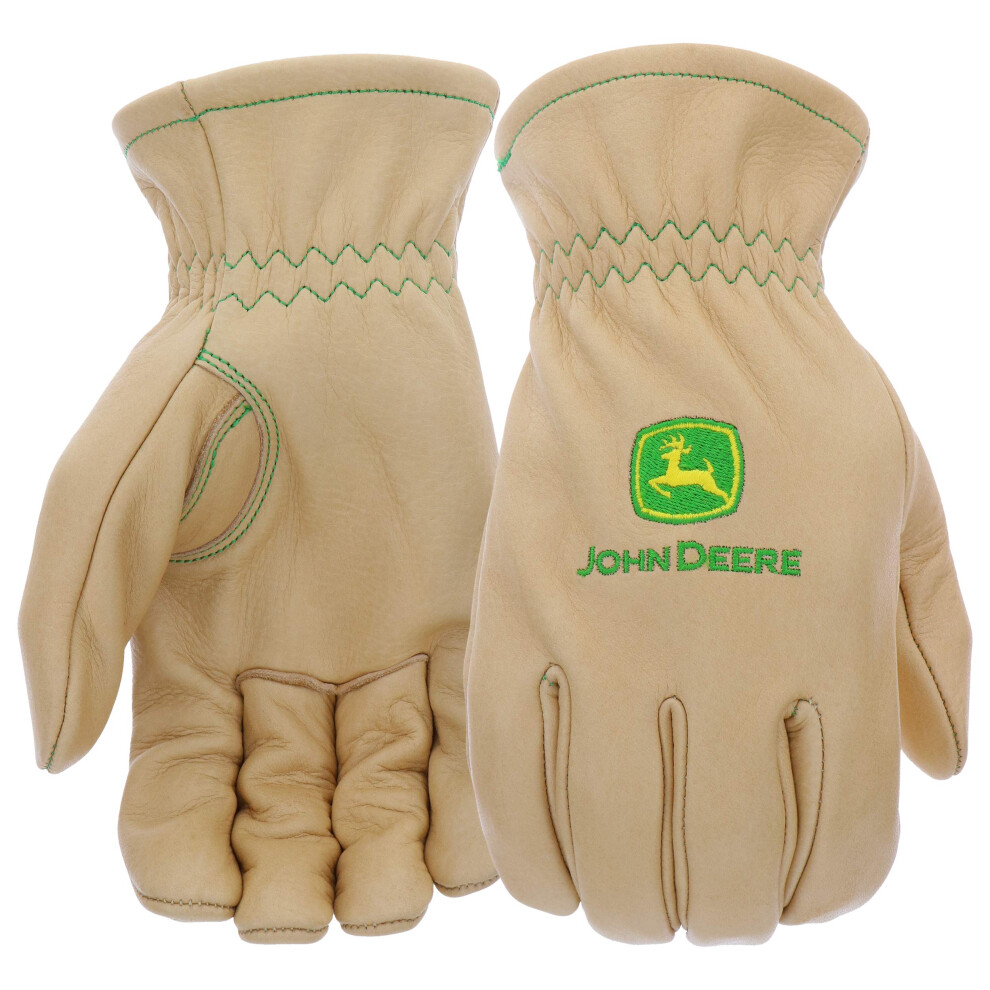 John Deere JD84013-L Men's Water Resistant Leather Gloves  Abrasion Re