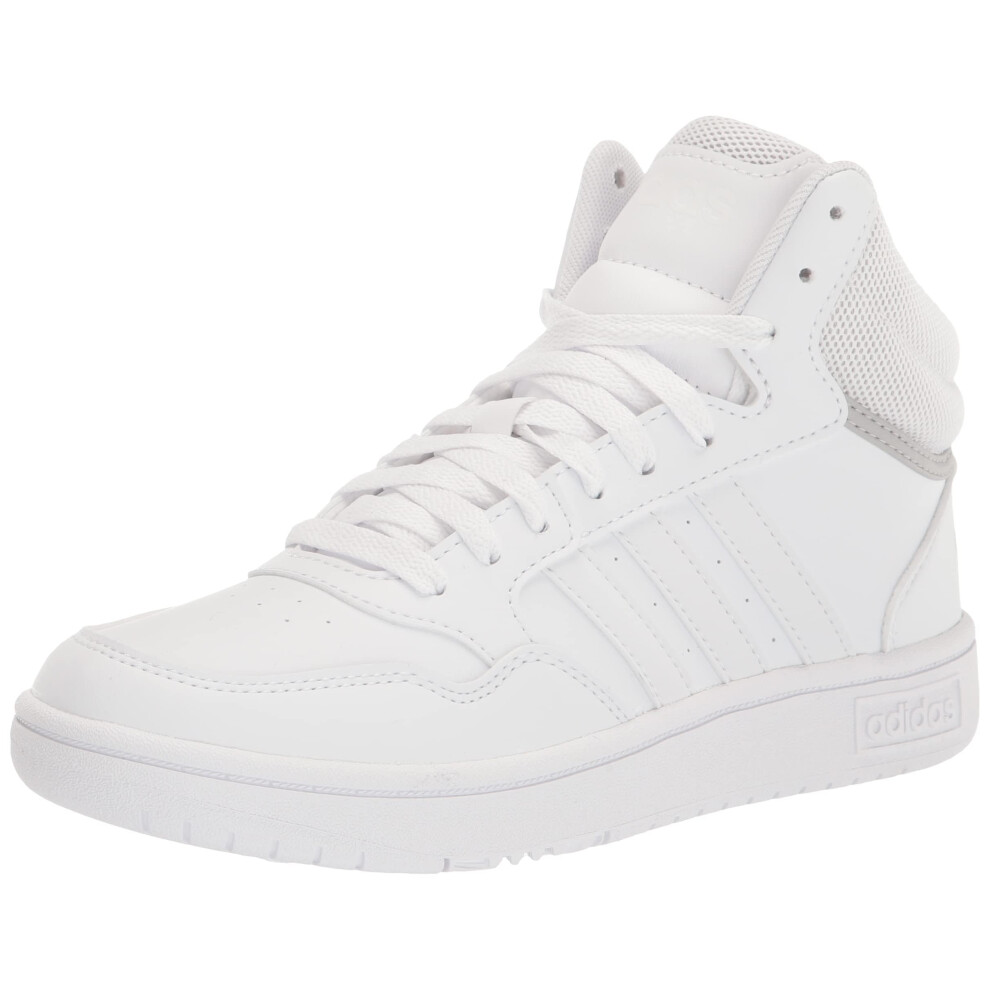 adidas Hoops 3.0 Mid Top Basketball Shoe  White/White/Grey  5 US Unise