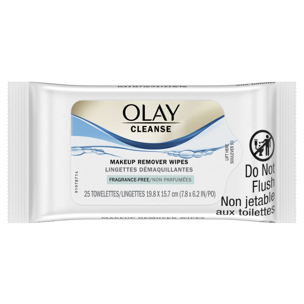 Olay Cleanse Makeup Remover Wipes  Fragrance Free  25 count