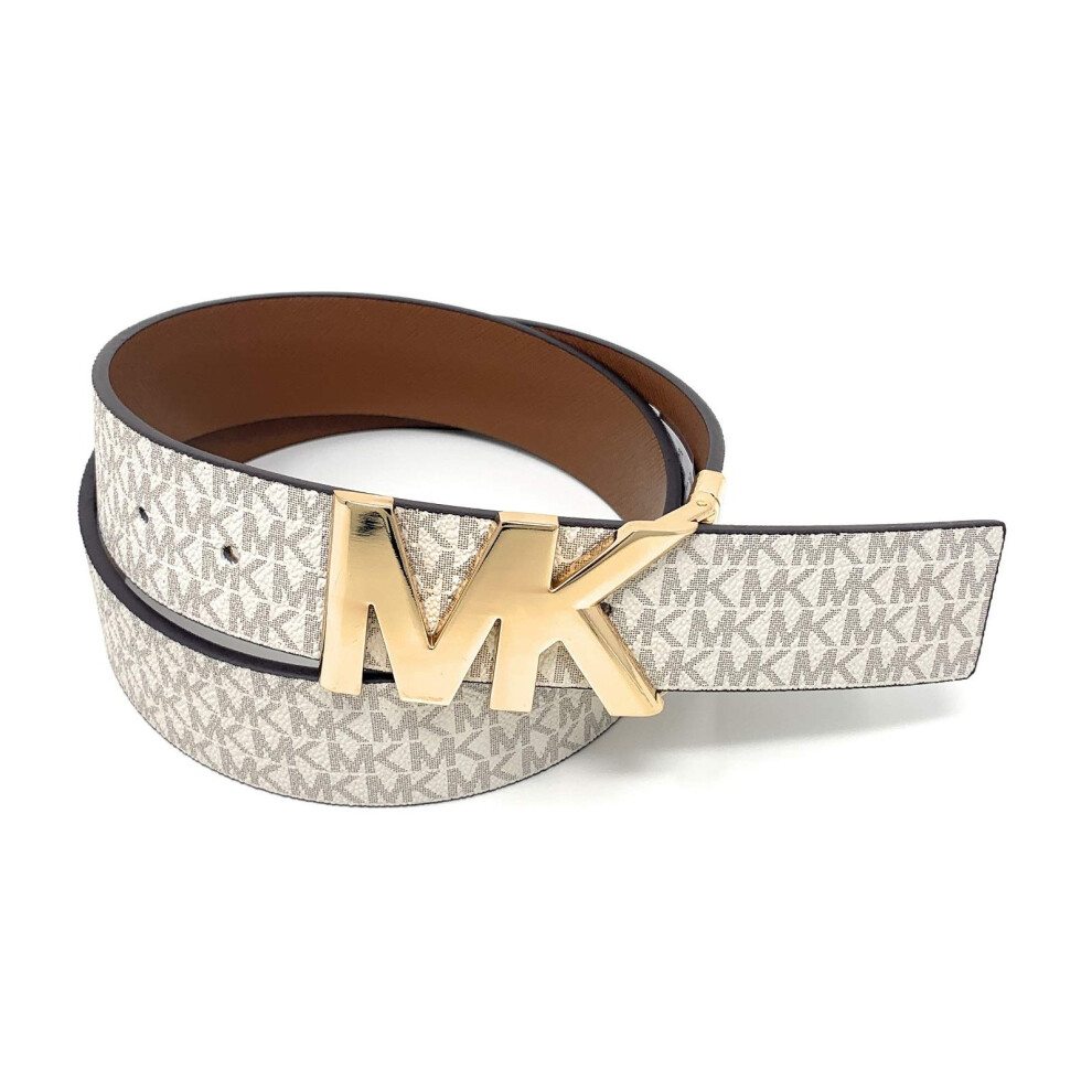 Michael Kors Signature Logo Belt with Reversible MK Logo Plaque  Vanil