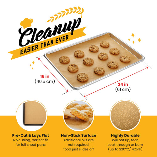 [220 Sheets] Full Sheet Pan 16 x 24 Inch Parchment Paper Baking Sheets 1
