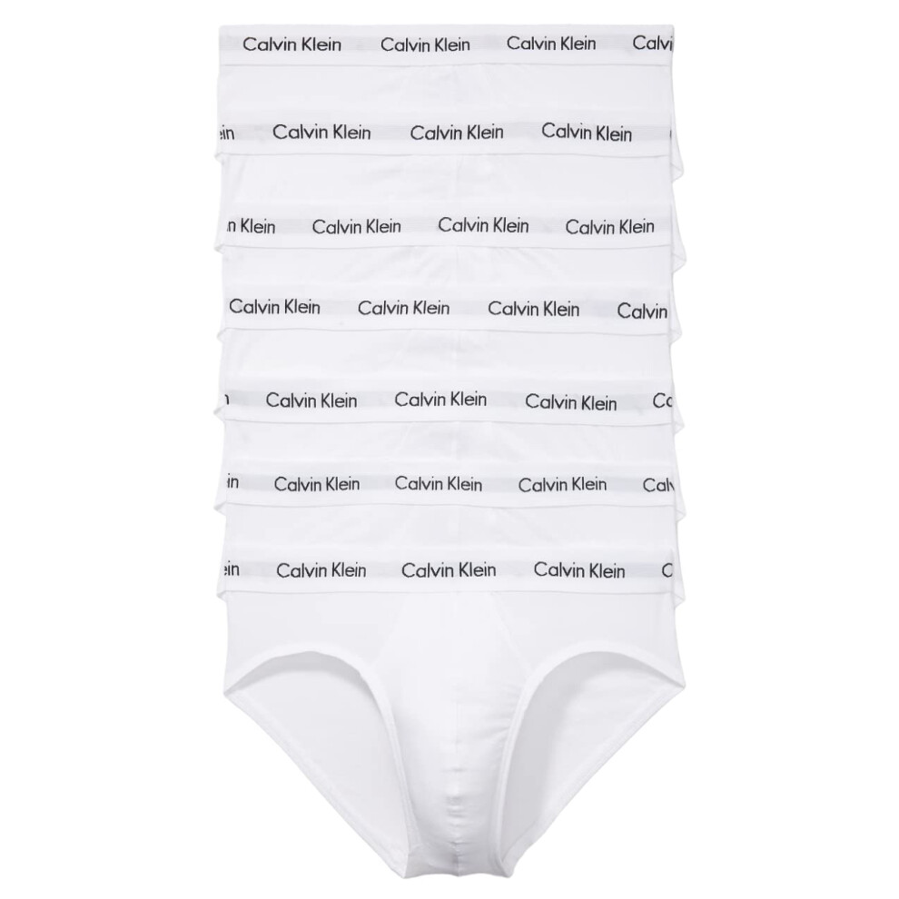 Calvin Klein Men's Cotton Stretch 7-Pack Hip Brief  White  L