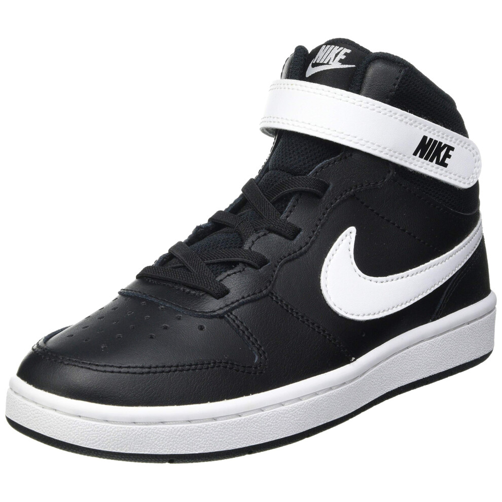 Nike Boy's Court Borough Mid 2 (Little Kid) Black/White 2 Little Kid M