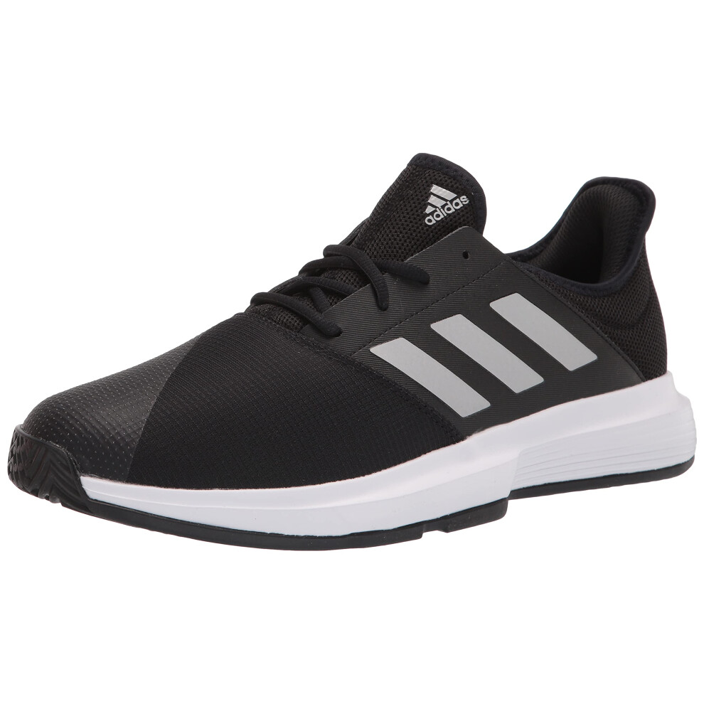 adidas Men's Gamecourt Tennis Racquetball Shoe  Black/Matte Silver/Whi