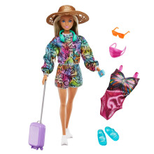 Barbie Doll & Accessories Holiday Fun Summer Travel Doll with Rainbow