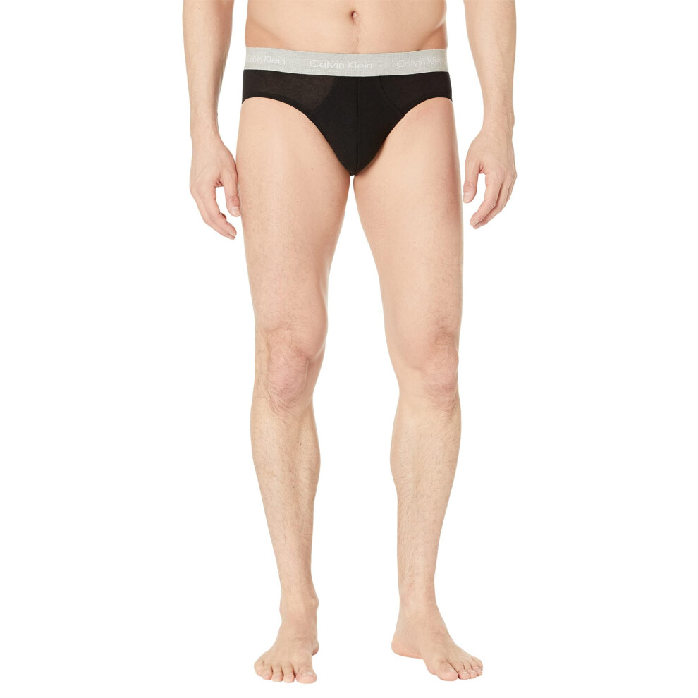 Calvin Klein Men's Cotton Stretch 3-Pack Hip Brief  Black Bodies W/Gre