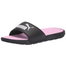 PUMA Women's COOL CAT Slide Sandals Puma Black-Puma White-Pale Pink
