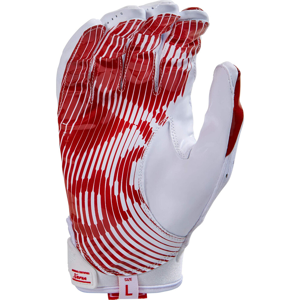 adidas Adizero 9.0 Adult Football Gloves  Small  White/Red - Receivers