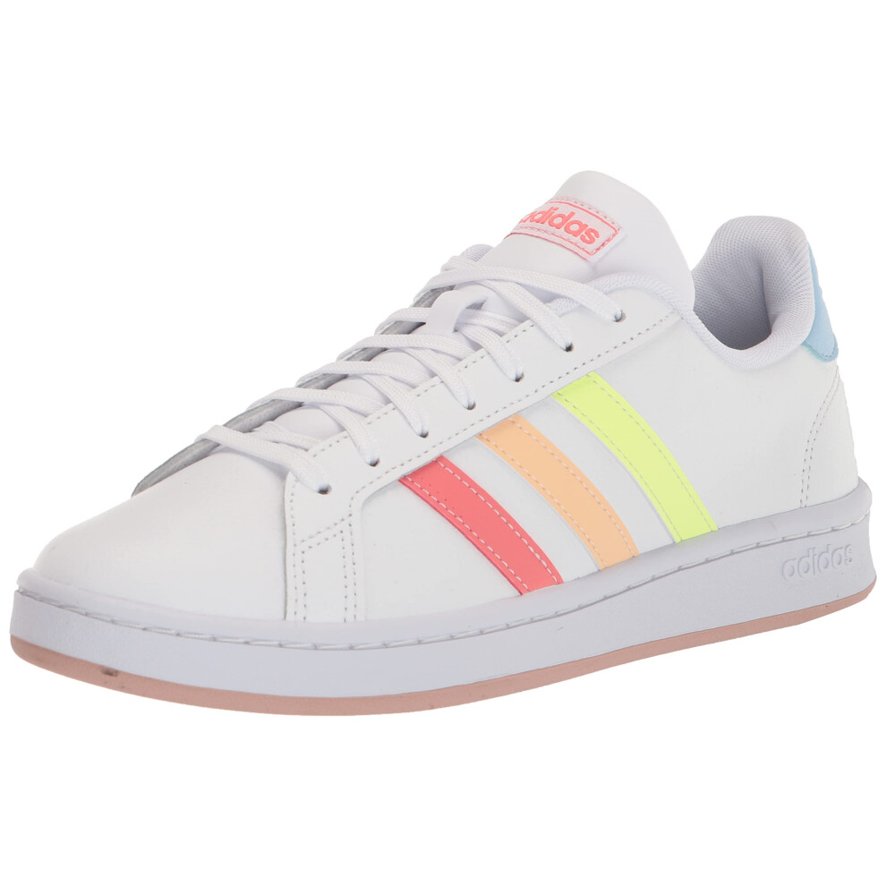 adidas Men's Grand Court Tennis Shoe  White/Semi Turbo/Pulse Amber  14