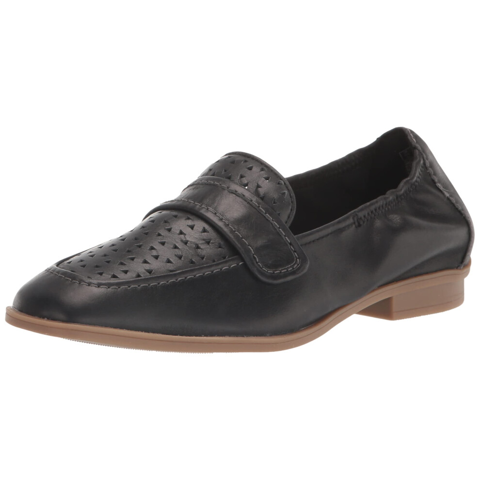 Clarks Women's Lyrical Way Loafer Flat  Black Leather  7.5 Wide