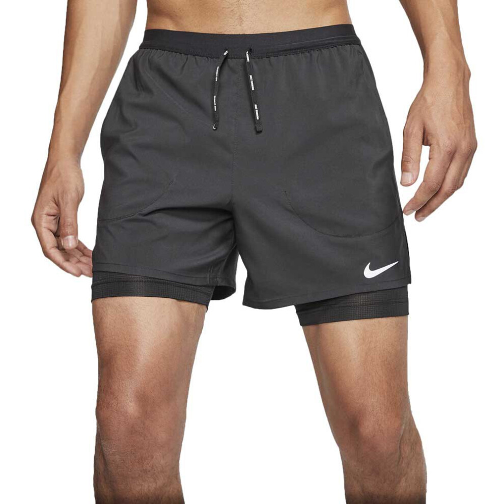 Nike Men's Flex Stride 5"" 2-in-1 Running Shorts (Black/Black  LG 5)